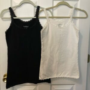 Two Lace Trimmed Cotton Spandex Camisoles